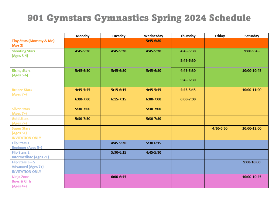 Spring Schedule 2024
